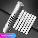Silver Mini Car Air Vent Perfume Freshener with 6 Scent Refills Aluminum Alloy Aromatherapy