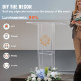 Darrahopens Appliances > Aroma Diffusers & Humidifiers > Aroma Diffusers VEVOR Acrylic Podium, 47" Tall, Clear Acrylic Podium Stand with Wide Reading Surface & Storage Shelf, Floor-standing Clear Pulpits Acrylic for Church Office School