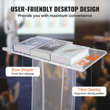 Darrahopens Appliances > Aroma Diffusers & Humidifiers > Aroma Diffusers VEVOR Acrylic Podium, 47" Tall, Clear Acrylic Podium Stand with Wide Reading Surface & Storage Shelf, Floor-standing Clear Pulpits Acrylic for Church Office School