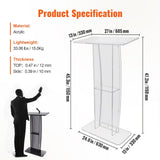 Darrahopens Appliances > Aroma Diffusers & Humidifiers > Aroma Diffusers VEVOR Acrylic Podium, 47" Tall, Clear Acrylic Podium Stand with Wide Reading Surface & Storage Shelf, Floor-standing Clear Pulpits Acrylic for Church Office School