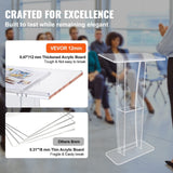 Darrahopens Appliances > Aroma Diffusers & Humidifiers > Aroma Diffusers VEVOR Acrylic Podium, 47" Tall, Clear Acrylic Podium Stand with Wide Reading Surface & Storage Shelf, Floor-standing Clear Pulpits Acrylic for Church Office School