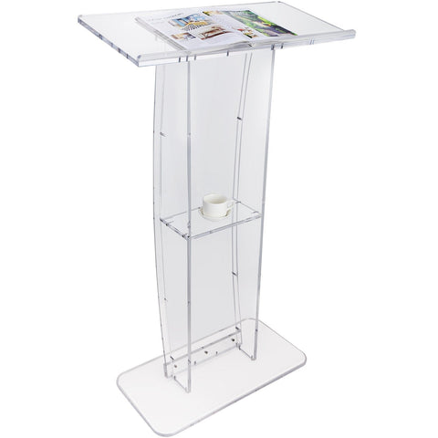 Darrahopens Appliances > Aroma Diffusers & Humidifiers > Aroma Diffusers VEVOR Acrylic Podium, 47" Tall, Clear Acrylic Podium Stand with Wide Reading Surface & Storage Shelf, Floor-standing Clear Pulpits Acrylic for Church Office School
