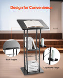 Darrahopens Appliances > Aroma Diffusers & Humidifiers > Aroma Diffusers VEVOR Podium Stand, 1180 mm Metal Lectern, Curved Standing Podium  with Wide Reading Surface, Open Storage Compartment, Book Stopper, Cup Holder, for Classroom, Wedding, Conference, Speech, Concert