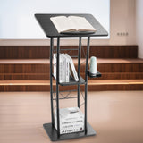 Darrahopens Appliances > Aroma Diffusers & Humidifiers > Aroma Diffusers VEVOR Podium Stand, 1180 mm Metal Lectern, Curved Standing Podium  with Wide Reading Surface, Open Storage Compartment, Book Stopper, Cup Holder, for Classroom, Wedding, Conference, Speech, Concert