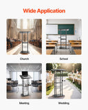 Darrahopens Appliances > Aroma Diffusers & Humidifiers > Aroma Diffusers VEVOR Podium Stand, 1180 mm Metal Lectern, Curved Standing Podium  with Wide Reading Surface, Open Storage Compartment, Book Stopper, Cup Holder, for Classroom, Wedding, Conference, Speech, Concert
