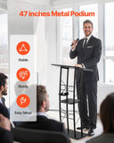 Darrahopens Appliances > Aroma Diffusers & Humidifiers > Aroma Diffusers VEVOR Podium Stand, 1180 mm Metal Lectern, Curved Standing Podium  with Wide Reading Surface, Open Storage Compartment, Book Stopper, Cup Holder, for Classroom, Wedding, Conference, Speech, Concert