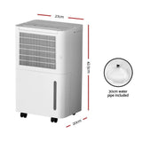 Darrahopens Appliances > Aroma Diffusers & Humidifiers Devanti 12L Portable Dehumidifier Air Dryer Purifier Home Moisture Absorber
