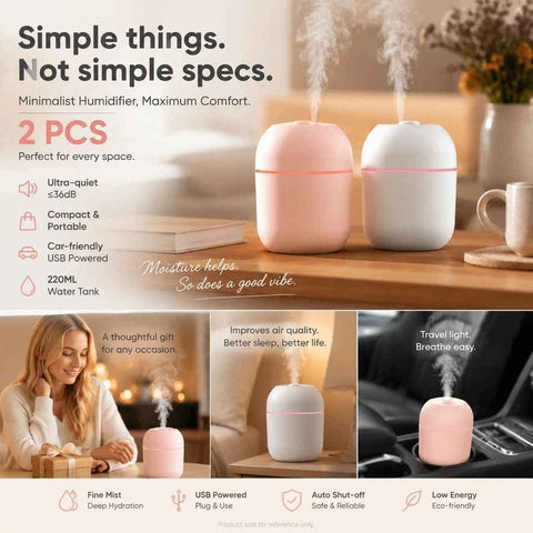 Darrahopens Appliances > Aroma Diffusers & Humidifiers > Humidifiers 2 Pack Nordic Pink & Glacier White Humidifier Mix Pair In Australia - Darrahopens