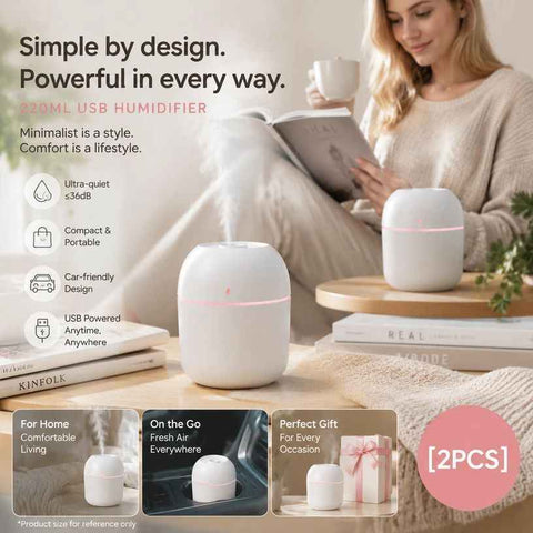 Darrahopens Appliances > Aroma Diffusers & Humidifiers > Humidifiers 2 Pack Water Drop Humidifier 220ML White, Xmas Gift Pair In Australia - Darrahopens