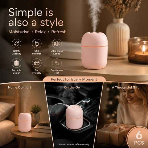 Darrahopens Appliances > Aroma Diffusers & Humidifiers > Humidifiers 6 Pack Water Drop Humidifier Nordic Pink, Christmas Hamper Fillers In Australia - Darrahopens