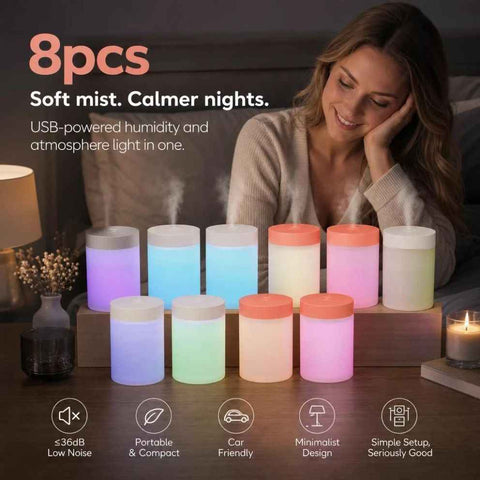 Darrahopens Appliances > Aroma Diffusers & Humidifiers > Humidifiers 8 Pack White & Pink USB Humidifier Mixed Bulk Set In Australia - Darrahopens