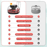 Darrahopens Appliances > Aroma Diffusers & Humidifiers > Humidifiers CARLA HOME 12 Egg Incubator with Automatic Turning, LED Display, Humidity & Temperature Control, Auto Water System & Built-in Egg Candler for Chicken, Duck, Quail, Goose
