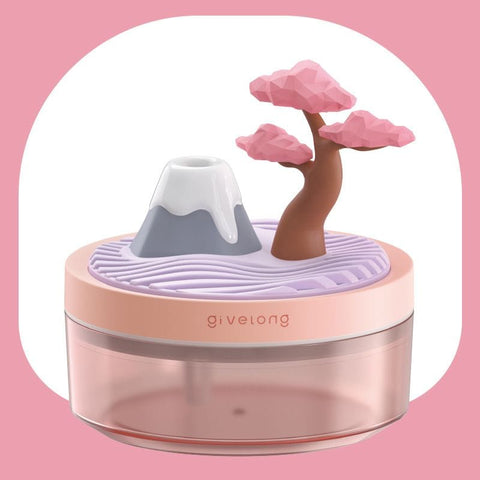 Darrahopens Appliances > Aroma Diffusers & Humidifiers > Humidifiers Cherry Blossom Pink USB Portable Bionic Landscape Humidifier and Creative Potted Plant Air Diffuser - 7-Color Night Light & 2-Mode Mist Timer