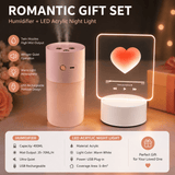 Darrahopens Appliances > Aroma Diffusers & Humidifiers > Humidifiers Creative Romantic Home Gift Set - Pink Dual Spray USB Humidifier with  Warm LED Night Light and White Acrylic Decorative Ambient Lamp, Portable Lamp and Car Humidifier Bundle for Bedroom Office Living Room