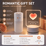 Darrahopens Appliances > Aroma Diffusers & Humidifiers > Humidifiers Creative Romantic Home Gift Set - White Dual Spray USB Humidifier with  Warm LED Night Light and White Acrylic Decorative Ambient Lamp, Portable Lamp and Car Humidifier Bundle for Bedroom Office Living Room
