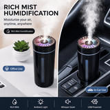 Darrahopens Appliances > Aroma Diffusers & Humidifiers > Humidifiers Pink USB Rechargeable Car Aroma Diffuser Humidifier with Ambient Light, 300ml Portable Mist Air Freshener for Vehicle Office Home In Australia - Darrahopens