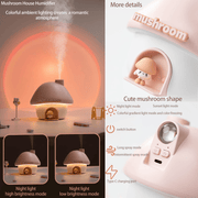 Darrahopens Appliances > Aroma Diffusers & Humidifiers > Humidifiers Portable Mushroom Humidifier with 7 Color Sunset Light, USB Rechargeable Mini Air Moisturizer for Desk, Bedroom, Travel, Baby Room – Silent & Cute Design Use(Purple)