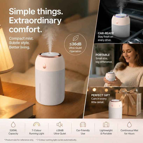 Darrahopens Appliances > Aroma Diffusers & Humidifiers > Humidifiers USB Colour Light Mini Humidifier 330ML White, Home Xmas Gift In Australia - Darrahopens