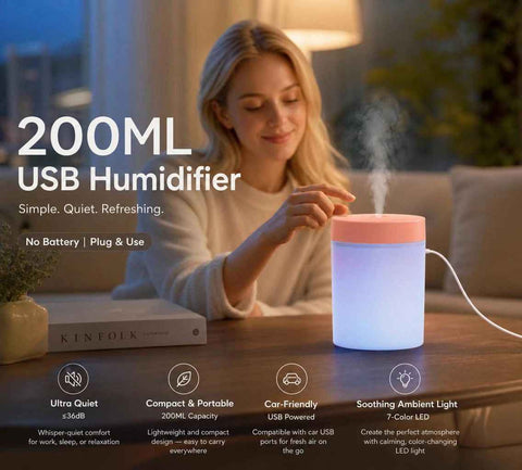 Darrahopens Appliances > Aroma Diffusers & Humidifiers > Humidifiers USB Mini Humidifier with Aroma Light, Pink, Holiday Present In Australia - Darrahopens