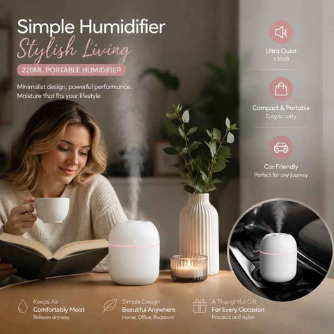 Darrahopens Appliances > Aroma Diffusers & Humidifiers > Humidifiers USB Water Drop Mini Humidifier 220ML White, Christmas Gift In Australia - Darrahopens