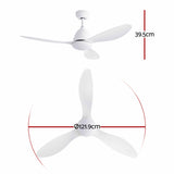Darrahopens Appliances > Fans > Ceiling Fans Devanti 48" Ceiling Fan with LED Light Remote Control DC Motor White