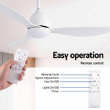 Darrahopens Appliances > Fans > Ceiling Fans Devanti 48" Ceiling Fan with LED Light Remote Control DC Motor White