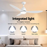 Darrahopens Appliances > Fans > Ceiling Fans Devanti 48" Ceiling Fan with LED Light Remote Control DC Motor White