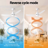 Darrahopens Appliances > Fans > Ceiling Fans Devanti 48" Ceiling Fan with LED Light Remote Control DC Motor White