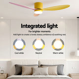Darrahopens Appliances > Fans > Ceiling Fans Devanti 52'' Ceiling Fan 3 Blades DC Motor w/Light w/Remote Yellow Pink Orange