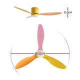 Darrahopens Appliances > Fans > Ceiling Fans Devanti 52'' Ceiling Fan 3 Blades DC Motor w/Light w/Remote Yellow Pink Orange