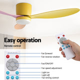 Darrahopens Appliances > Fans > Ceiling Fans Devanti 52'' Ceiling Fan 3 Blades DC Motor w/Light w/Remote Yellow Pink Orange