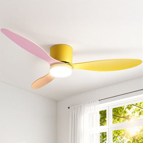 Darrahopens Appliances > Fans > Ceiling Fans Devanti 52'' Ceiling Fan 3 Blades DC Motor w/Light w/Remote Yellow Pink Orange