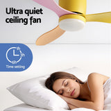 Darrahopens Appliances > Fans > Ceiling Fans Devanti 52'' Ceiling Fan 3 Blades DC Motor w/Light w/Remote Yellow Pink Orange