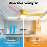 Darrahopens Appliances > Fans > Ceiling Fans Devanti 52'' Ceiling Fan 3 Blades DC Motor w/Light w/Remote Yellow Pink Orange