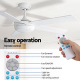 Darrahopens Appliances > Fans > Ceiling Fans Devanti 52'' Ceiling Fan 5 Blades DC Motor w/Light w/Remote White