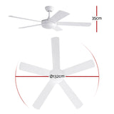 Darrahopens Appliances > Fans > Ceiling Fans Devanti 52'' Ceiling Fan 5 Blades DC Motor w/Light w/Remote White
