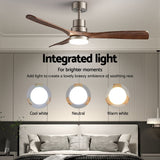 Darrahopens Appliances > Fans > Ceiling Fans Devanti 52" Ceiling Fan with Light Remote Control DC Motor Smart App Timber Blades Brown