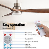 Darrahopens Appliances > Fans > Ceiling Fans Devanti 52" Ceiling Fan with Light Remote Control DC Motor Smart App Timber Blades Brown