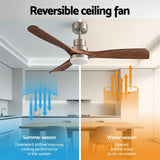 Darrahopens Appliances > Fans > Ceiling Fans Devanti 52" Ceiling Fan with Light Remote Control DC Motor Smart App Timber Blades Brown