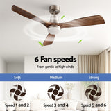Darrahopens Appliances > Fans > Ceiling Fans Devanti 52" Ceiling Fan with Light Remote Control DC Motor Smart App Timber Blades Brown