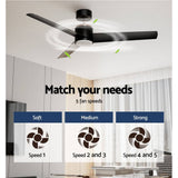Darrahopens Appliances > Fans Devanti 52'' Ceiling Fan DC Motor w/Light w/Remote - Black