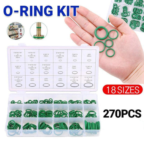Darrahopens Appliances > Fans > Exhaust Fans 270 Pcs Air Conditioning O Ring Assortment Kit Green Air Con 18 Sizes Oring Gas