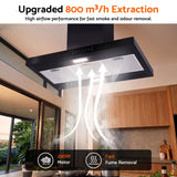 Darrahopens Appliances > Fans > Exhaust Fans Devanti 90cm Island Rangehood Ceiling-Mounted 3-Speed Touch Control LED Black In Australia - Darrahopens