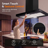 Darrahopens Appliances > Fans > Exhaust Fans Devanti 90cm Island Rangehood Ceiling-Mounted 3-Speed Touch Control LED Black In Australia - Darrahopens