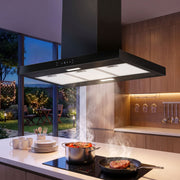 Darrahopens Appliances > Fans > Exhaust Fans Devanti 90cm Island Rangehood Ceiling-Mounted 3-Speed Touch Control LED Black In Australia - Darrahopens