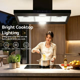 Darrahopens Appliances > Fans > Exhaust Fans Devanti 90cm Island Rangehood Ceiling-Mounted 3-Speed Touch Control LED Black In Australia - Darrahopens