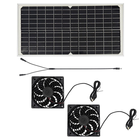 Darrahopens Appliances > Fans > Exhaust Fans Solar Panel Fan Kit – 16W Monocrystalline Solar Powered Ventilation System with Dual Fans