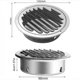 Round Ventilation Grille, Stainless Steel Vent Grille with Net, for 100 mm Opening