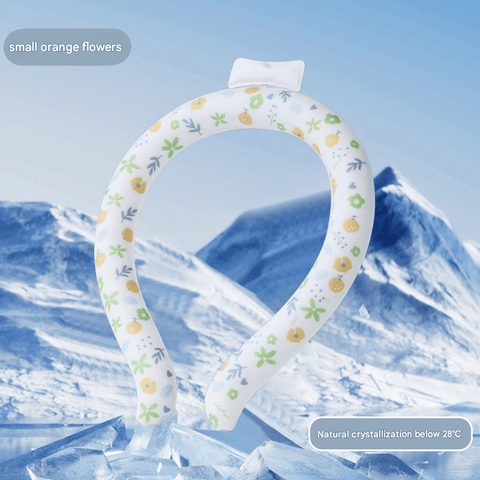 Darrahopens Appliances > Fans > Fan Accessories Small Orange Flowers Instant Cool PCM Neck Ring - 28°C Phase Change Material for Sweat-Free Relief - Ultra-Light 135g Comfort for Sports, Office, and Summer Travel