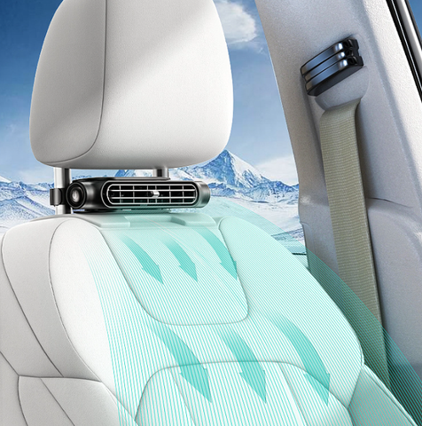 Darrahopens Appliances > Fans > Portable Fans Black Car Seat Headrest Fan - USB Powered Bladeless Rear Seat Fan for Vehicle Cooling (175x75x34mm)